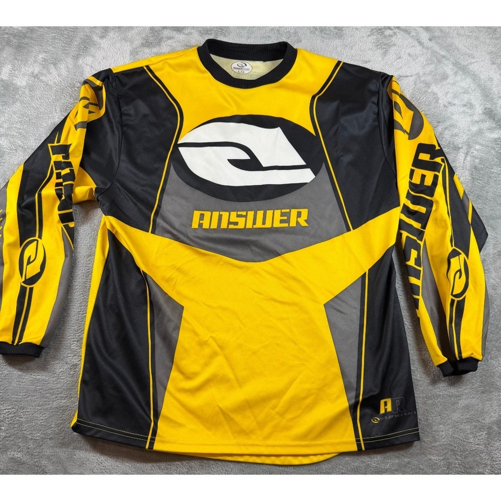 Answer Racing Motocross Jersey LG Yellow Black Off-Road MX ATV Dirt Bike